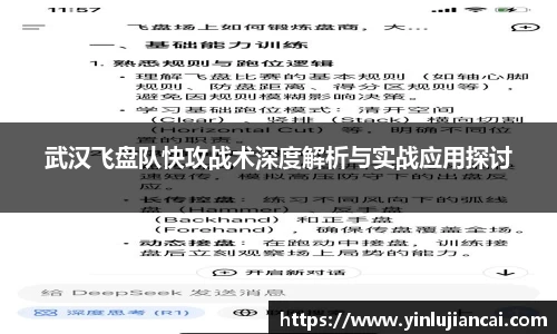 武汉飞盘队快攻战术深度解析与实战应用探讨